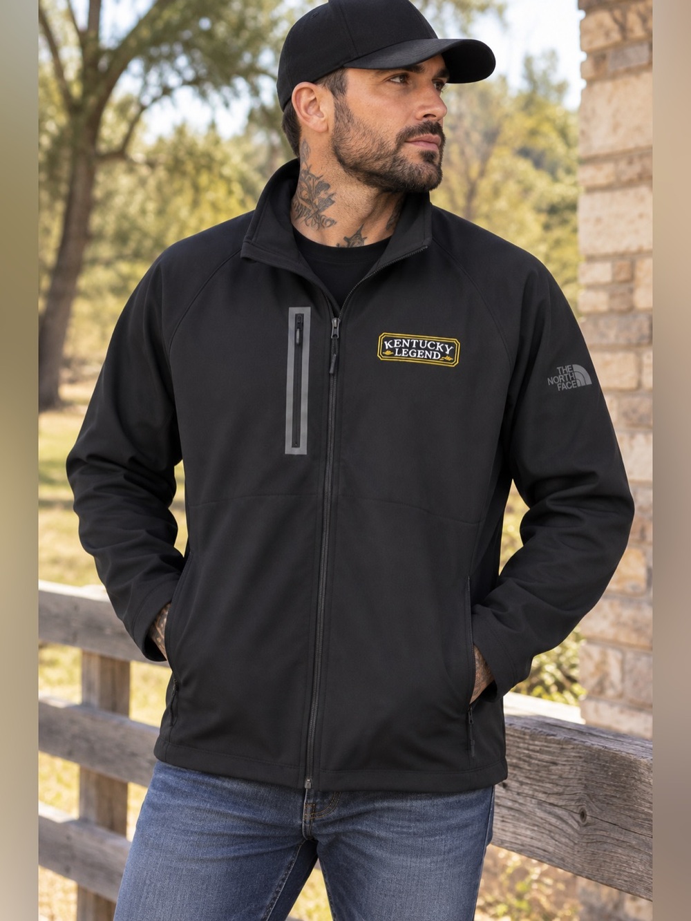 The North Face Men’s XL Black Softshell Jacket Kentucky Legend Embroidered